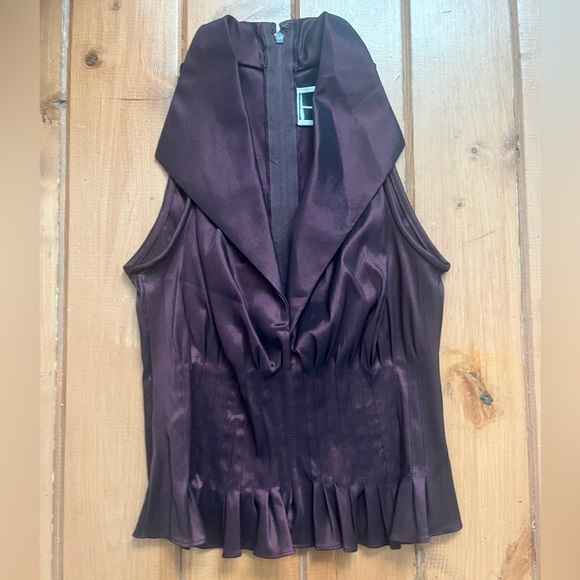 Tadashi Shoji Tops - VINTAGE Tadashi Shoji Taffeta Burgundy Top Sz XS